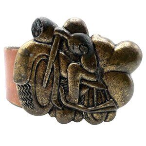 Vintage Brass Motorcycle Belt Buckle 3D Biker Chopper Rat Rod Rockabilly 4"